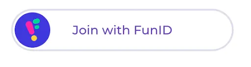 Tlačítko „Join with FunID“ s logem FunID na fialovém pozadí.